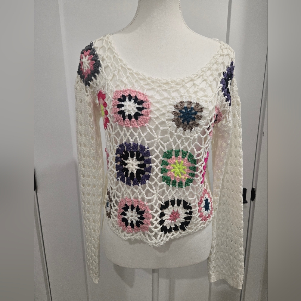 Dreamers Crocheted Patch Design Sweater